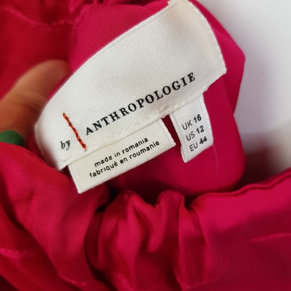 By Anthropologie Audrey Satin Midi Dress UK 16 US 12 Pink Cut Out BNWT - Picture 7 of 15